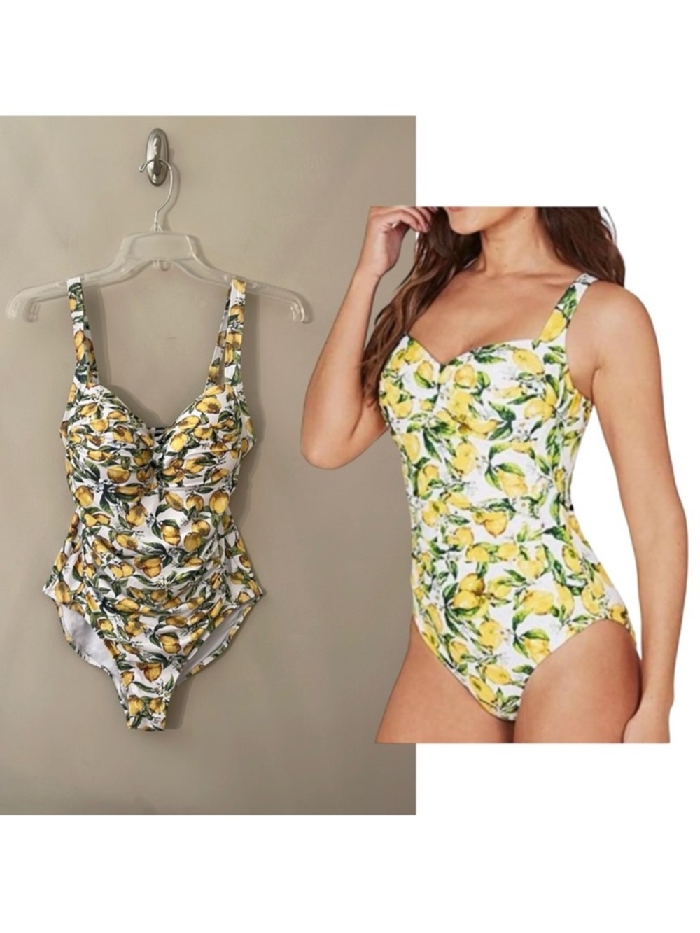 Nip Tuck Swim Lemon Print One Piece Swimsuit Size 6
